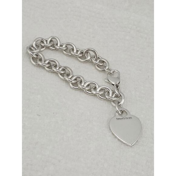 Tiffany & Co. Sterling Silver Heart Tag Chain Link Bracelet 7.75 - Picture 3 of 12